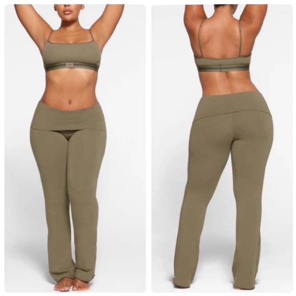 SKIMS NWT Cotton Jersey Foldover Pant - Army